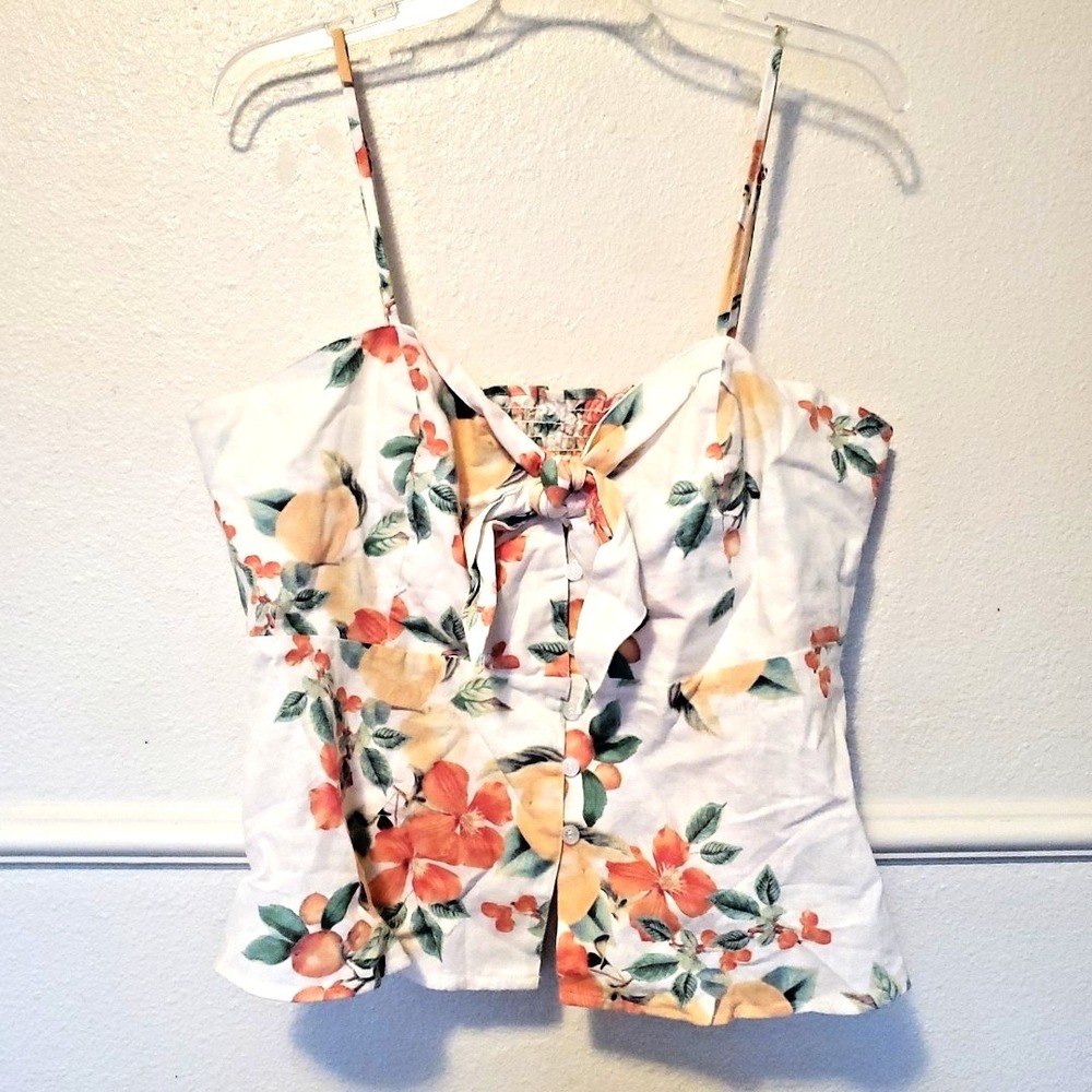 Sofia Jeans Sz XL Knot Front Peplum  Top White sleeveless linen Adjustable Strap
